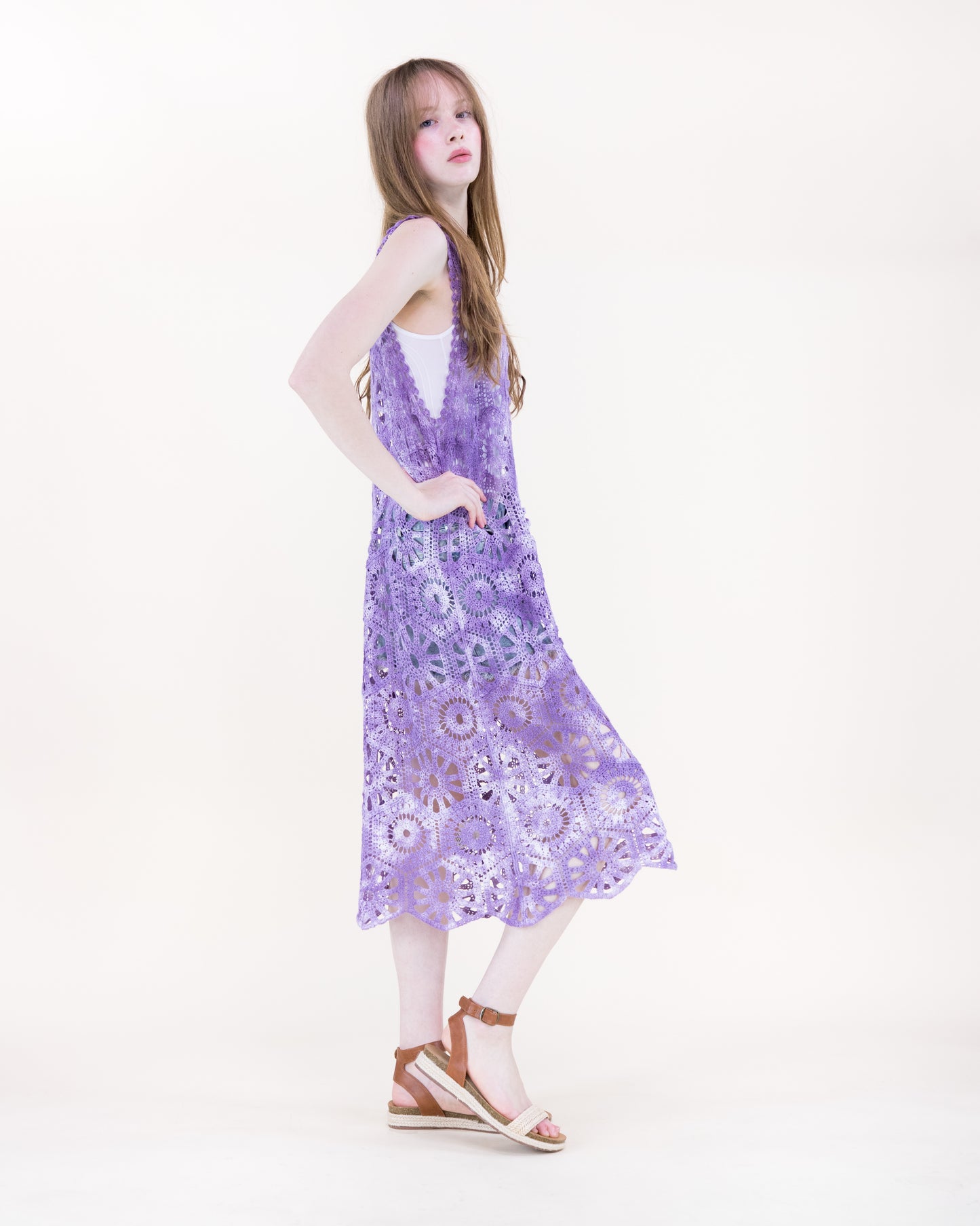 Coral Stone Crochet Tie Dye Dress