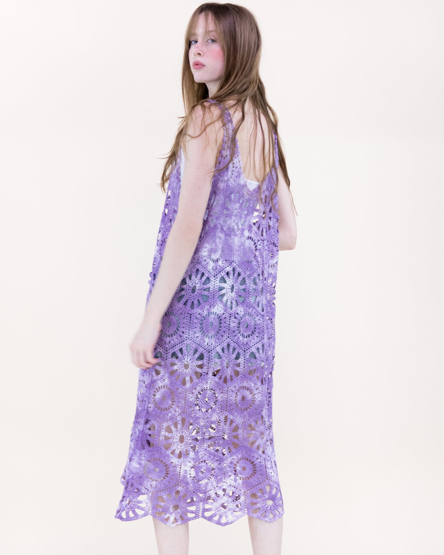 Coral Stone Crochet Tie Dye Dress