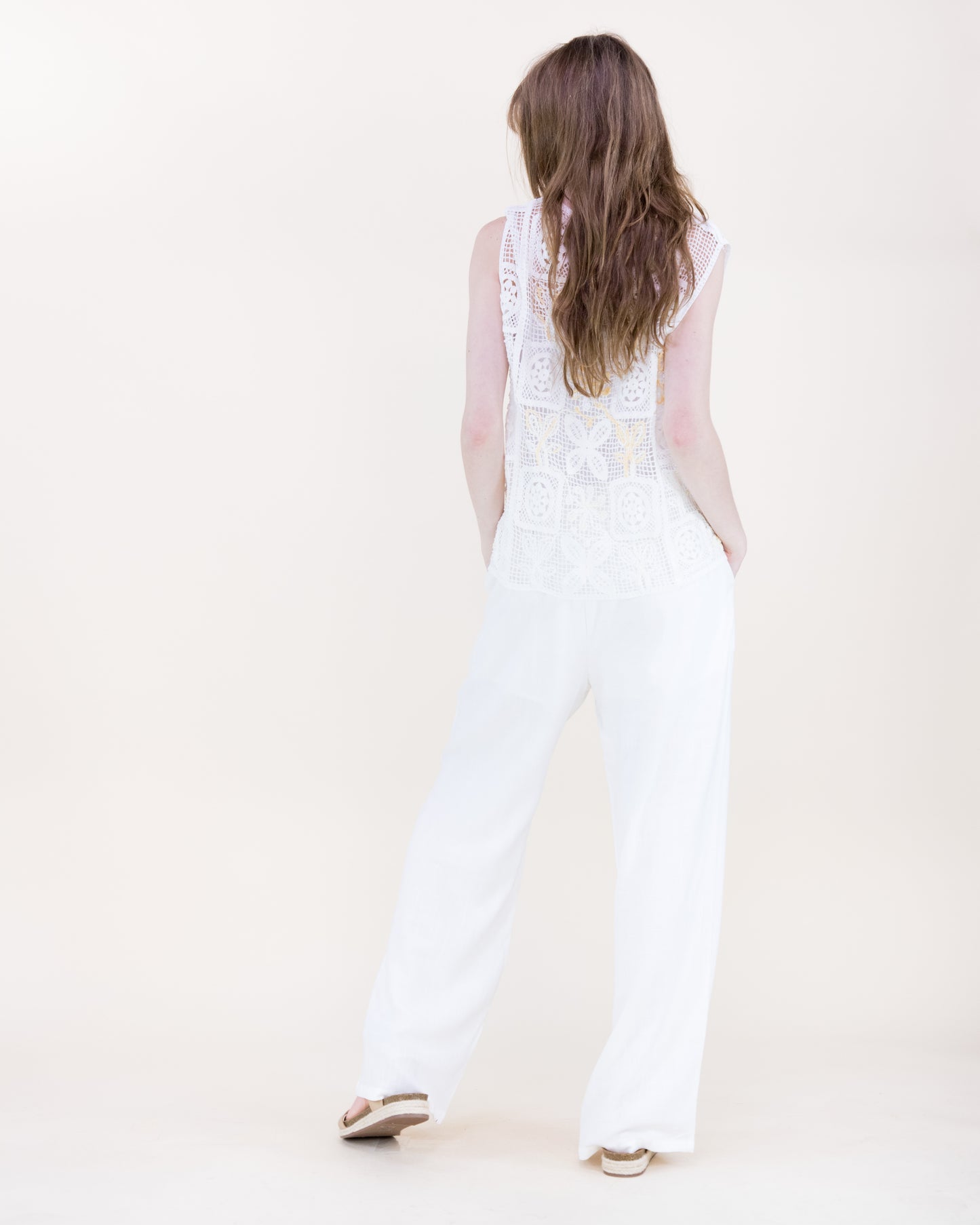 Artisan Flora Cotton Crochet Square Tank