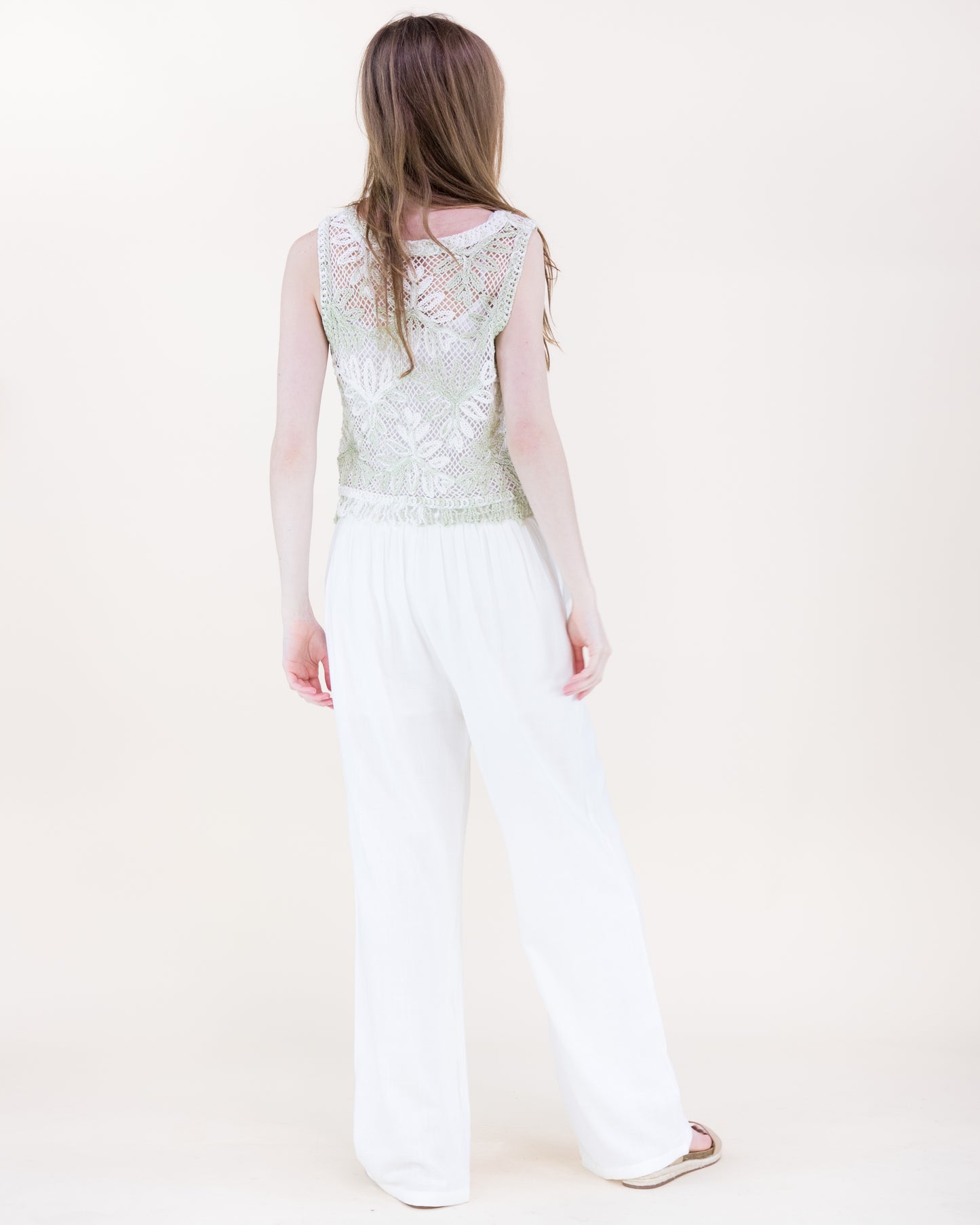 Botanical Tie Dye Cotton Open Stitch Tank
