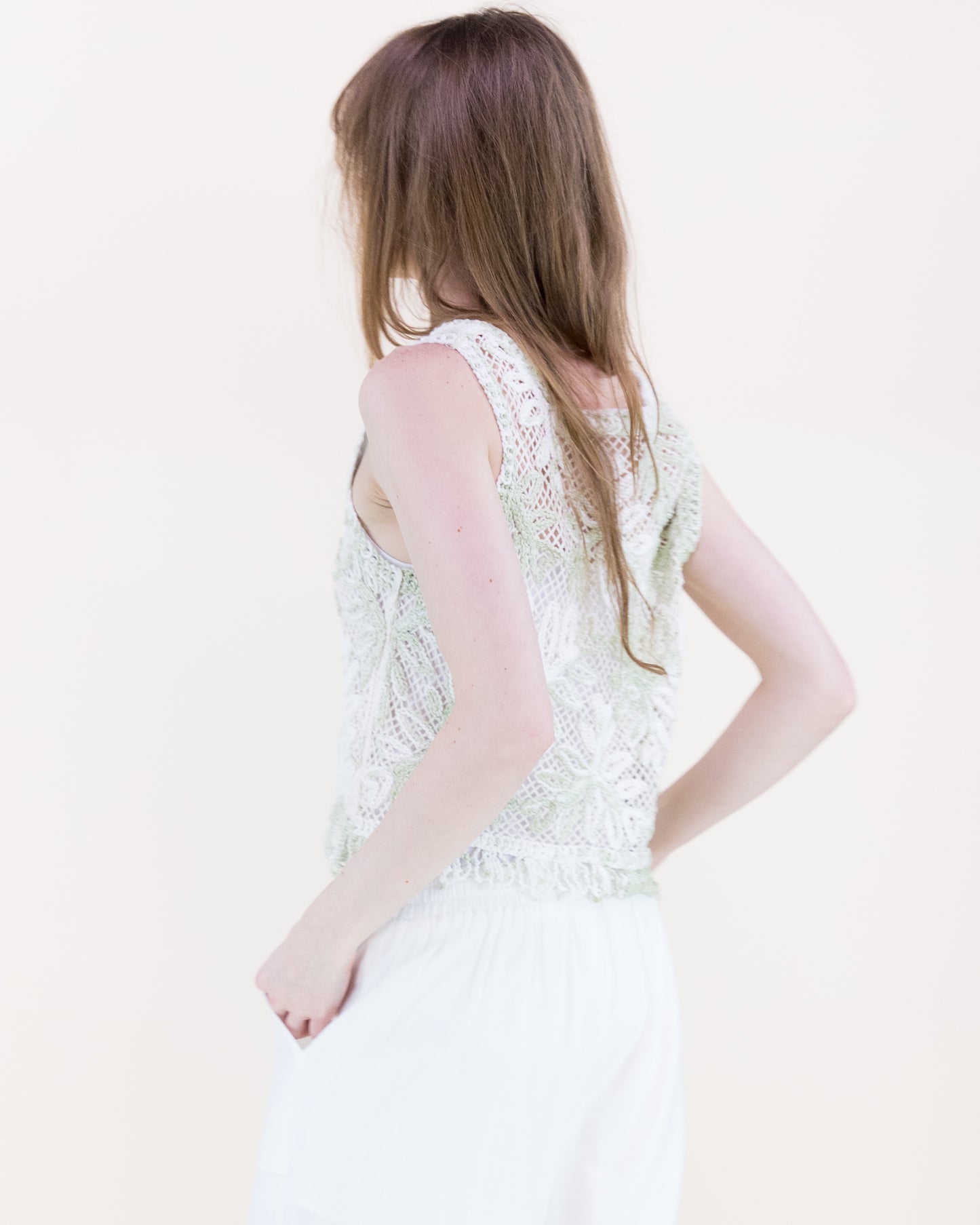 Botanical Tie Dye Cotton Open Stitch Tank