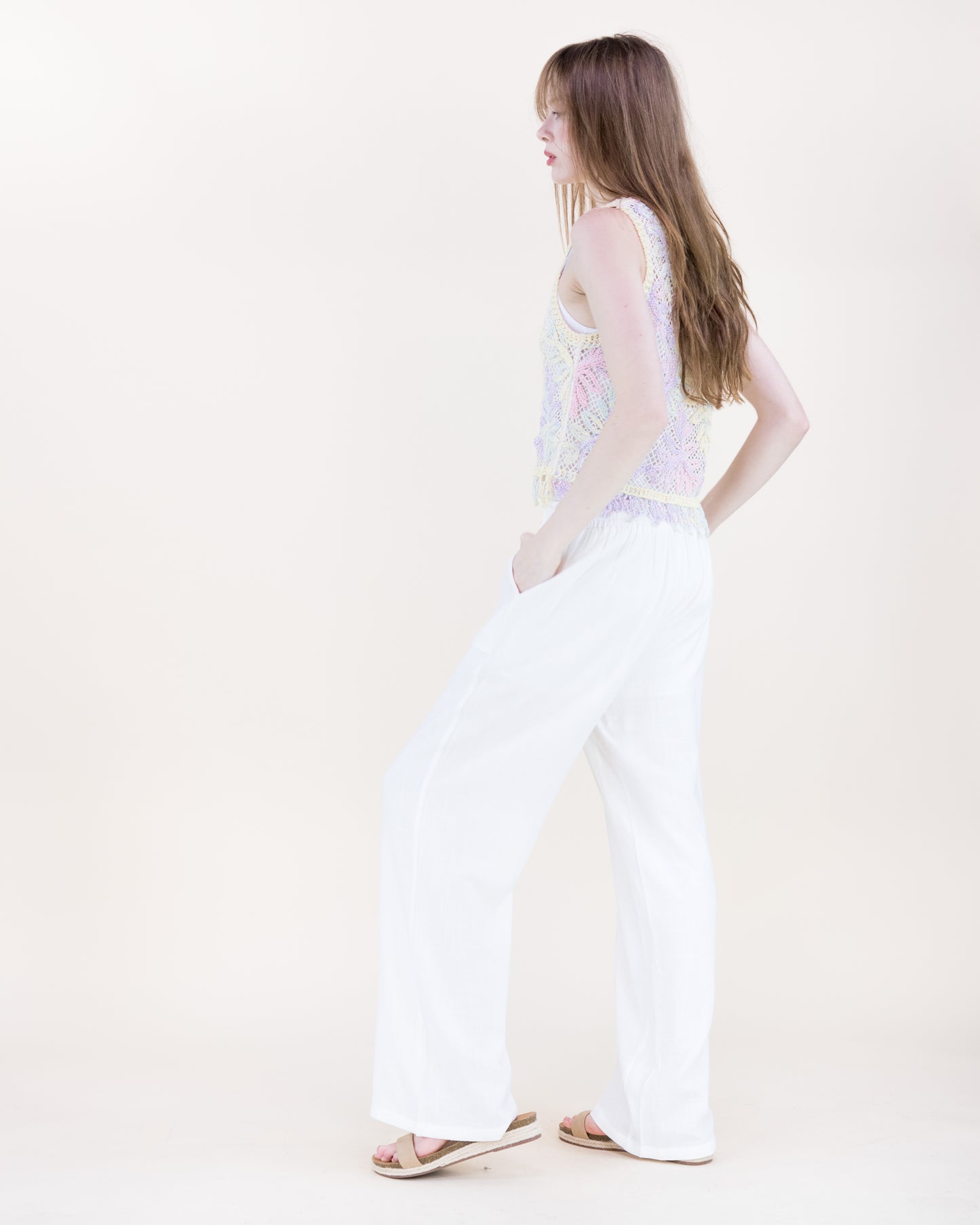 Botanical Tie Dye Cotton Open Stitch Tank