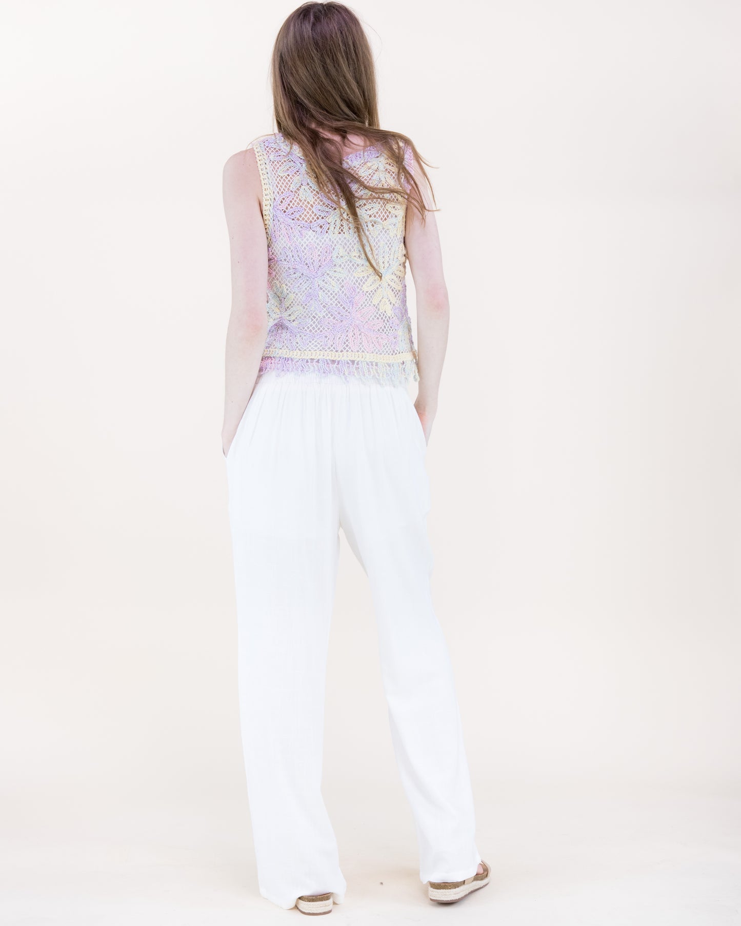Botanical Tie Dye Cotton Open Stitch Tank