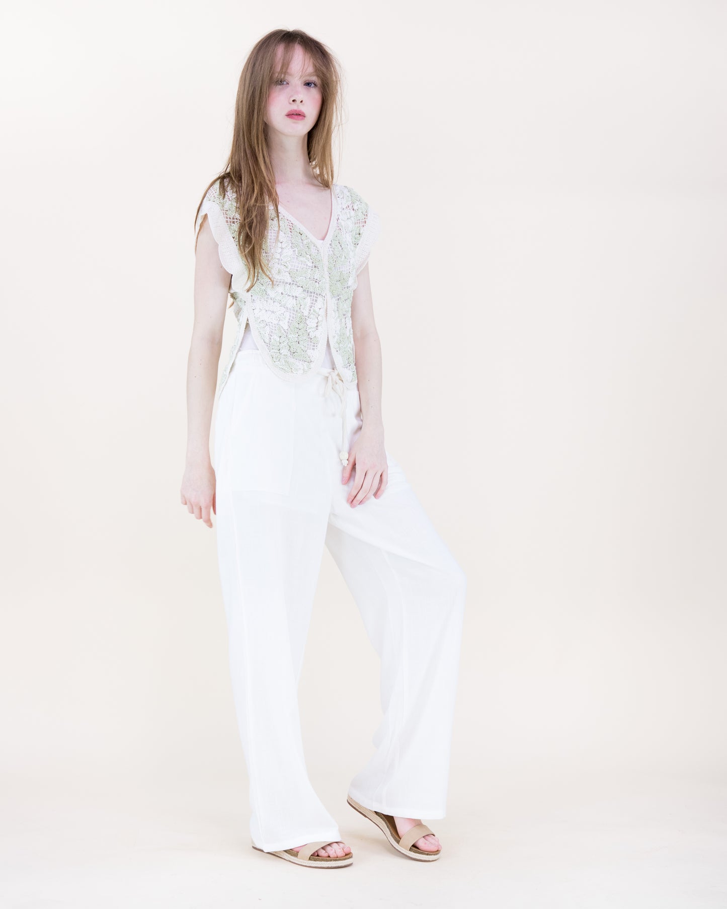 Bella Leaves Butterfly Cotton Crochet Vest