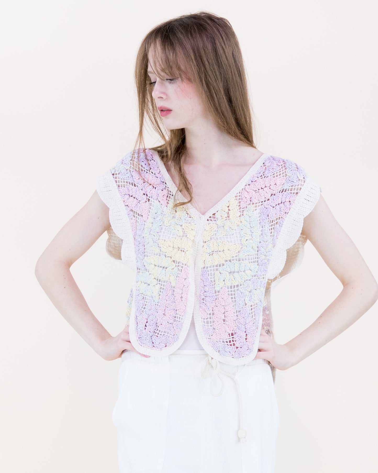 Bella Leaves Butterfly Cotton Crochet Vest