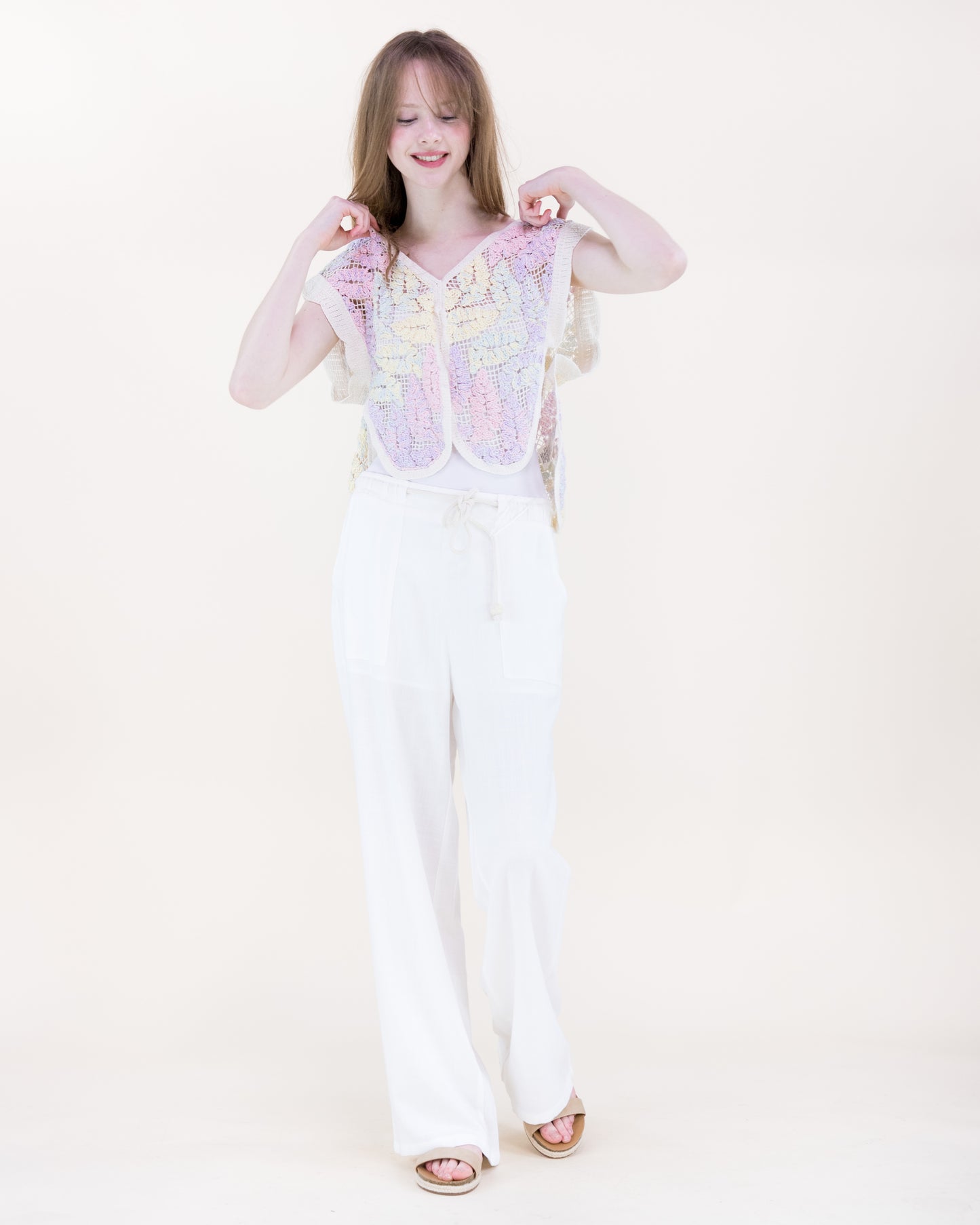 Bella Leaves Butterfly Cotton Crochet Vest