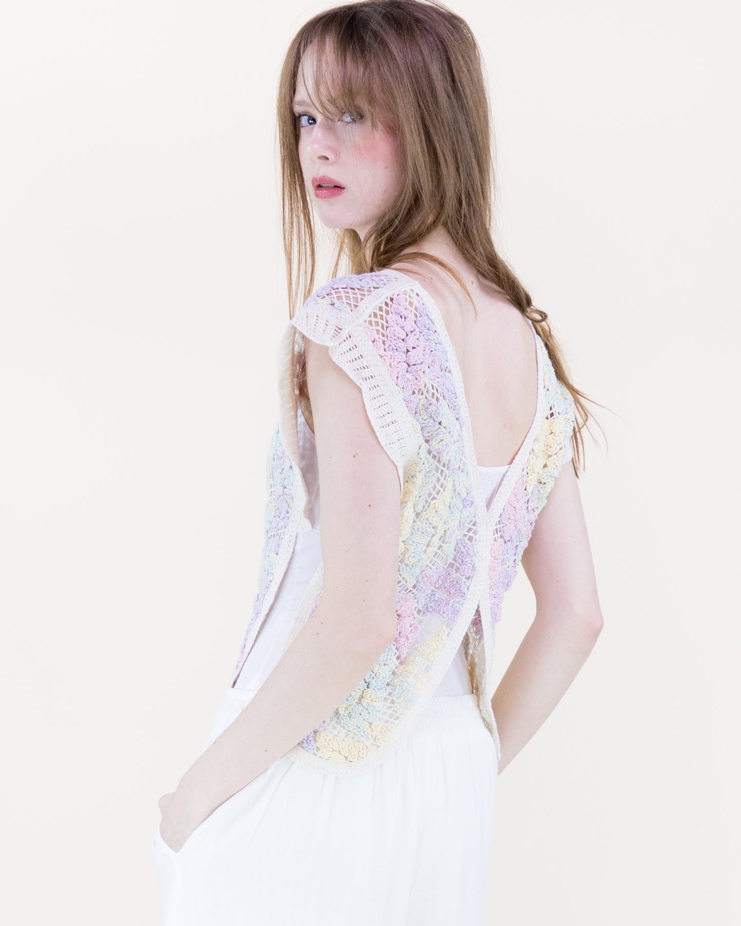 Bella Leaves Butterfly Cotton Crochet Vest