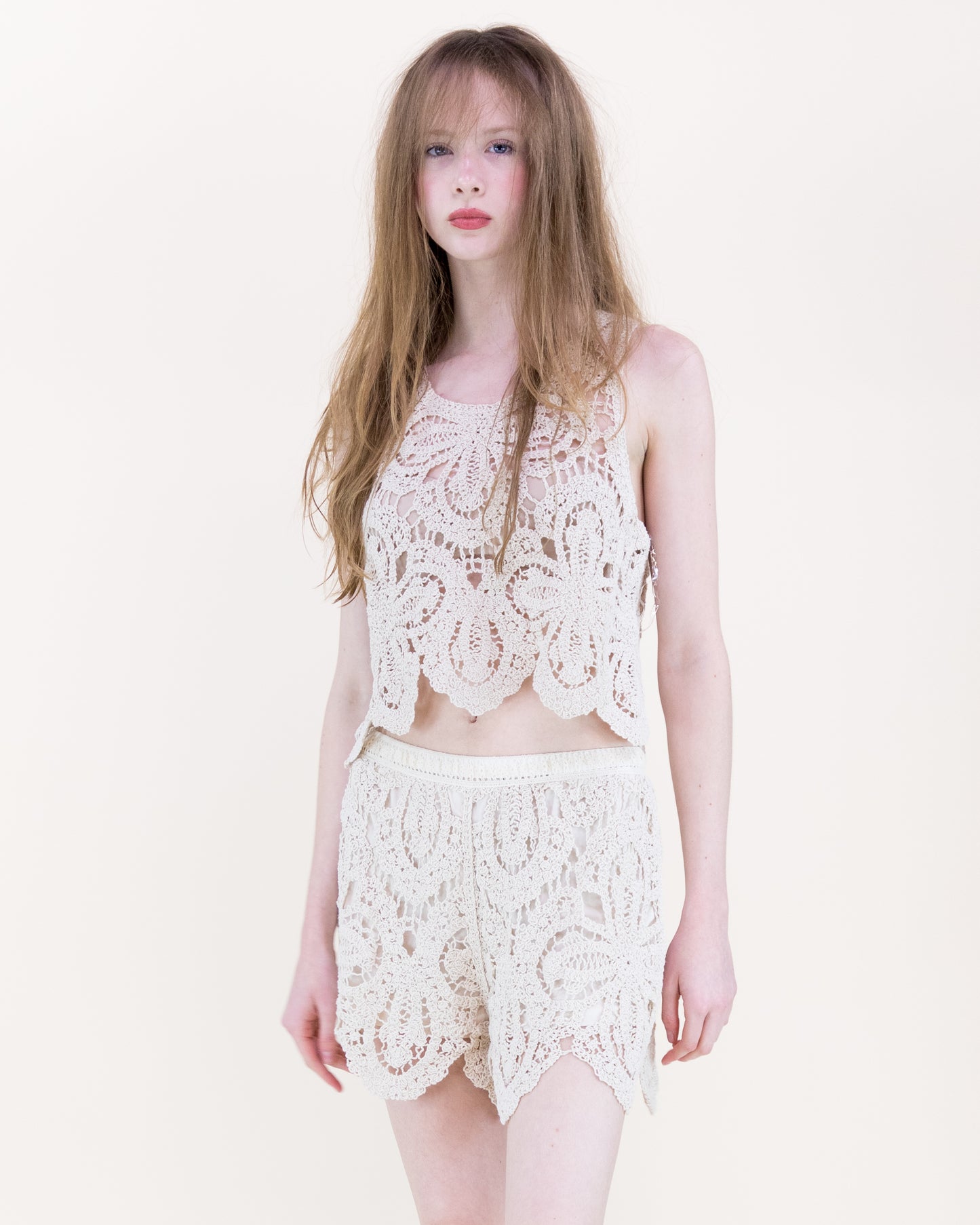 Beach Ambrosia Scallop Crochet Tank & Shorts Set