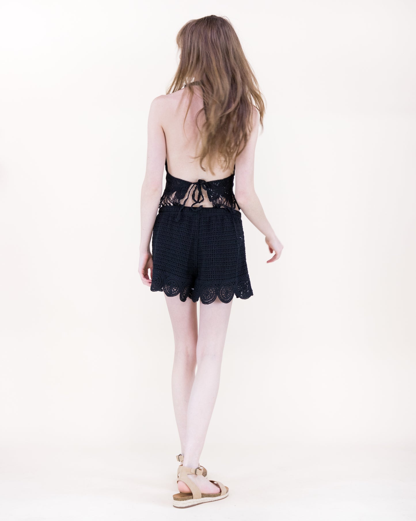 Bahía Coast Scallop Fringe Halter Top & Shorts Set