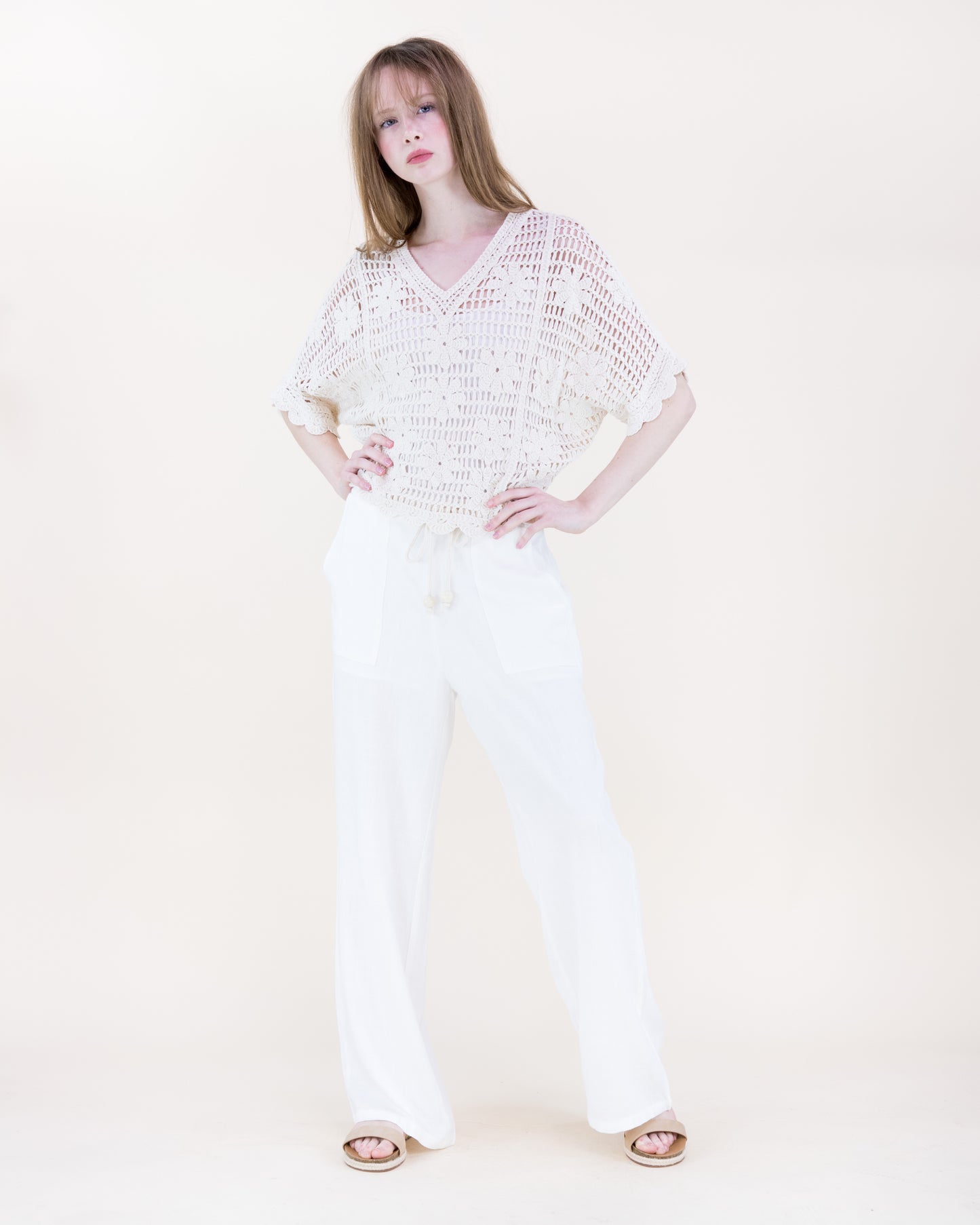 Beach Sunflower Crochet Batwing Top