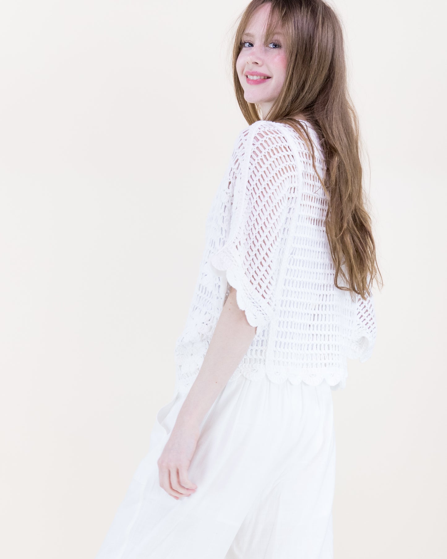 Beach Sunflower Crochet Batwing Top