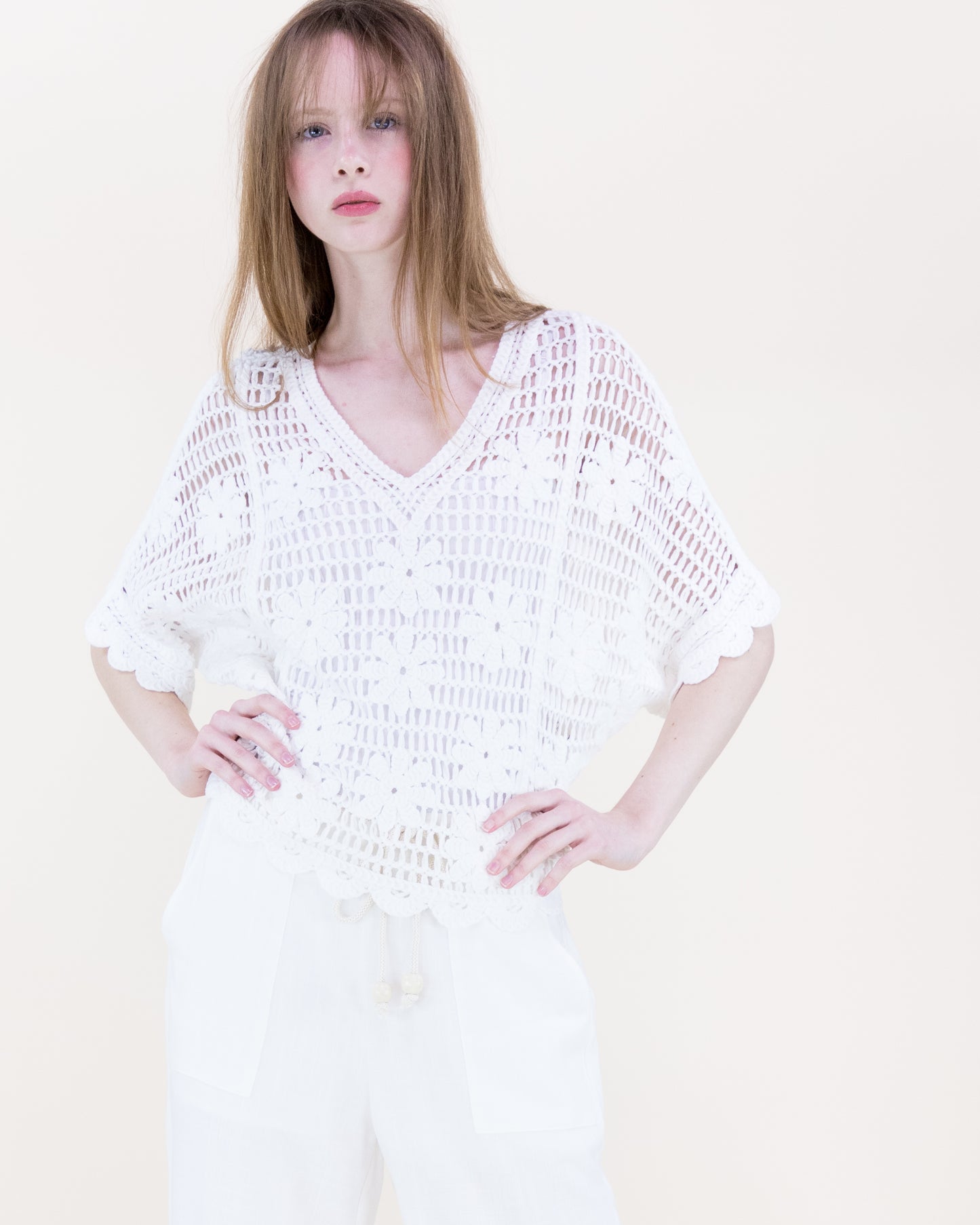Beach Sunflower Crochet Batwing Top