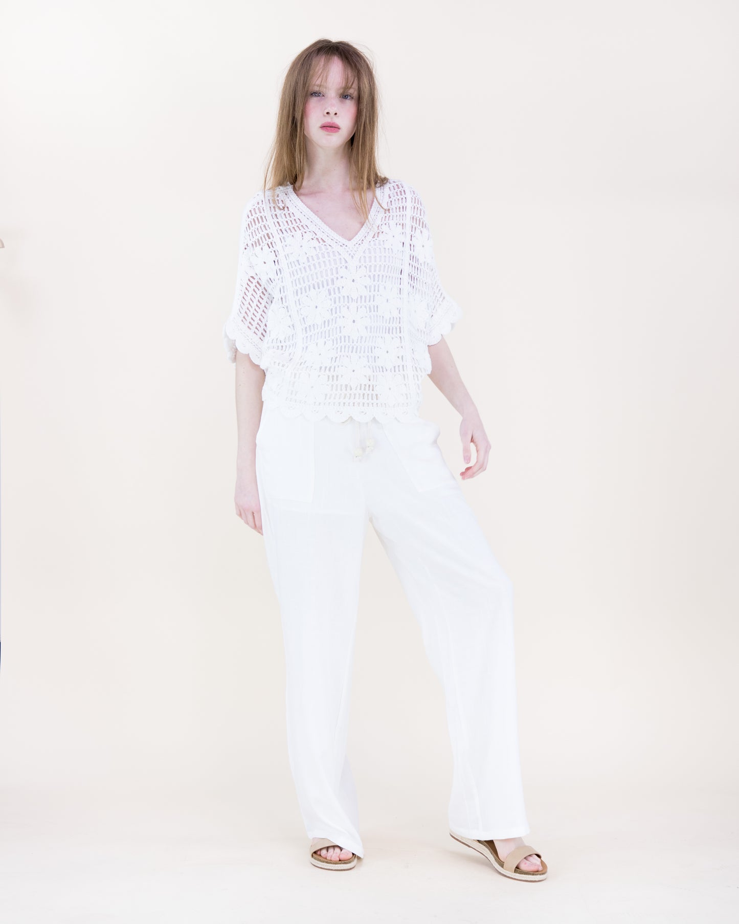 Beach Sunflower Crochet Batwing Top