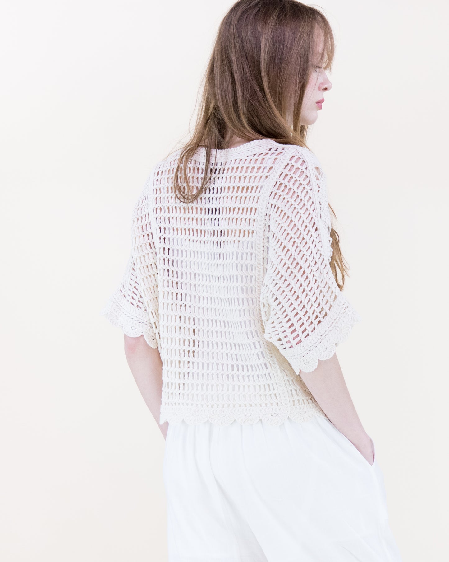 Seaside Flower Crochet Batwing Top