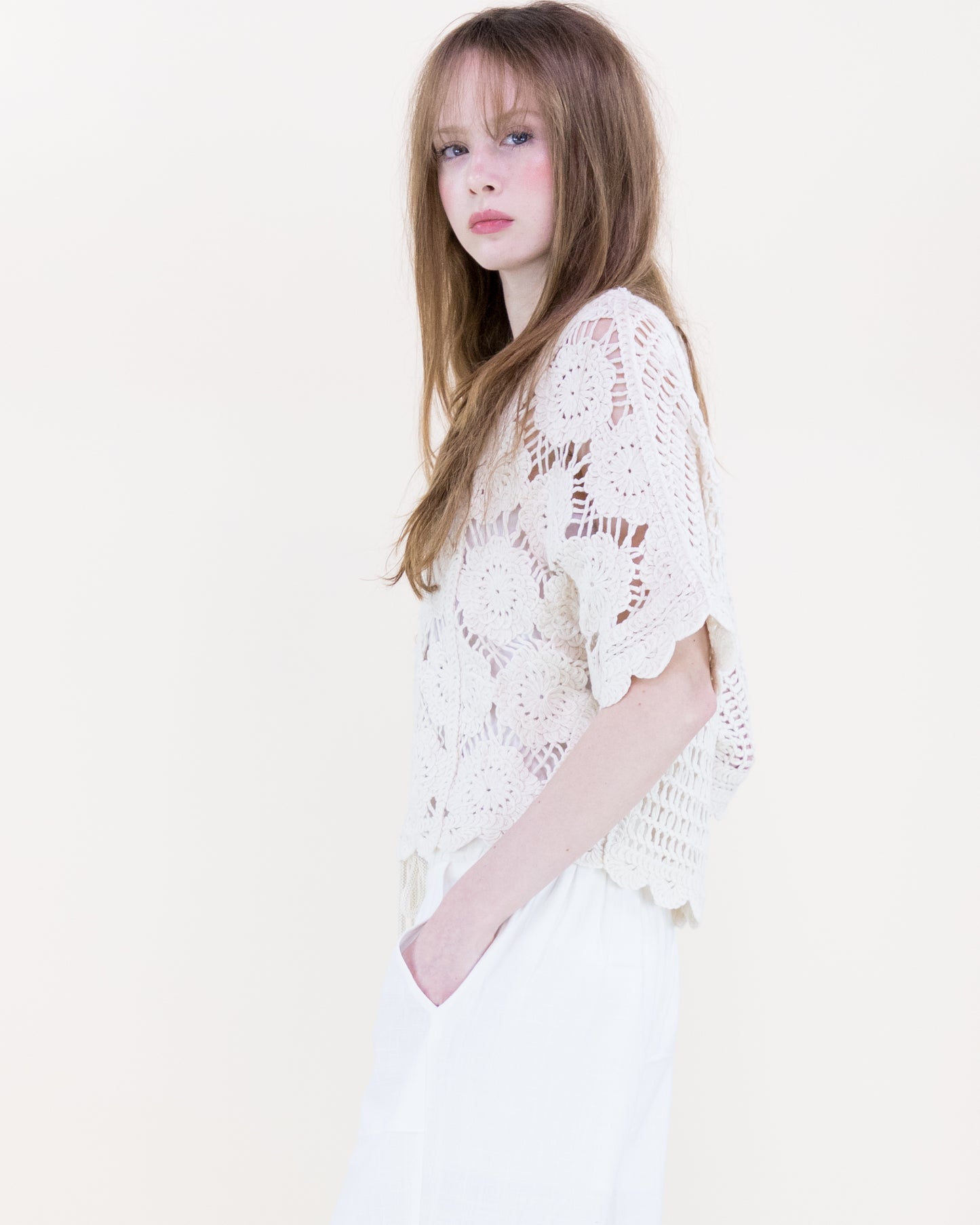 Seaside Flower Crochet Batwing Top
