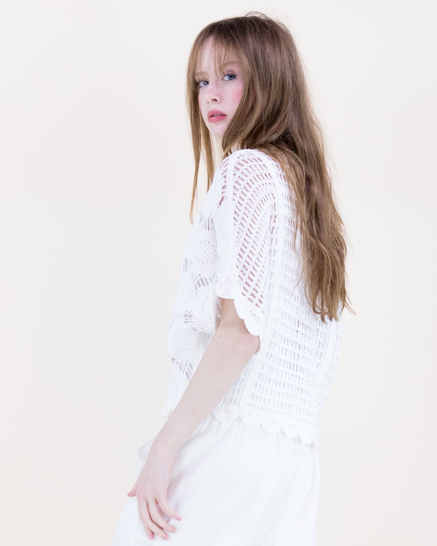 Seaside Flower Crochet Batwing Top