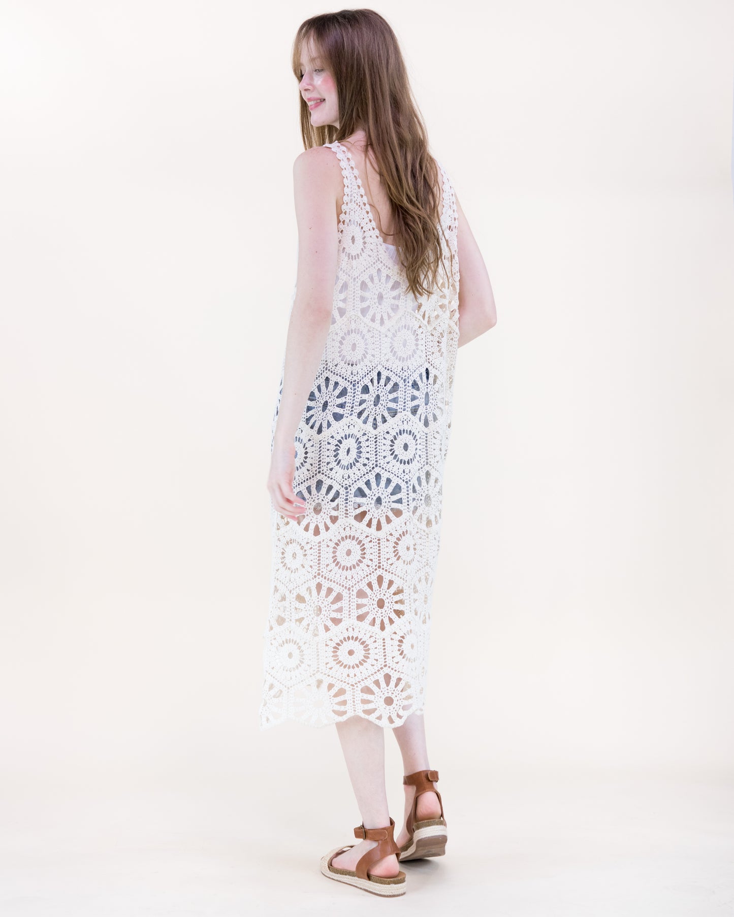 Coral Stone Crochet Dress