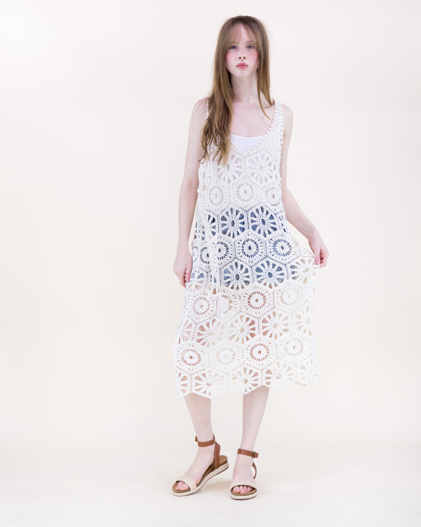 Coral Stone Crochet Dress