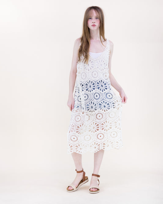 Coral Stone Crochet Dress
