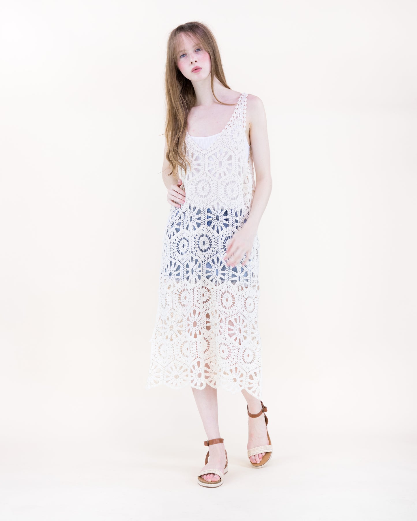 Coral Stone Crochet Dress