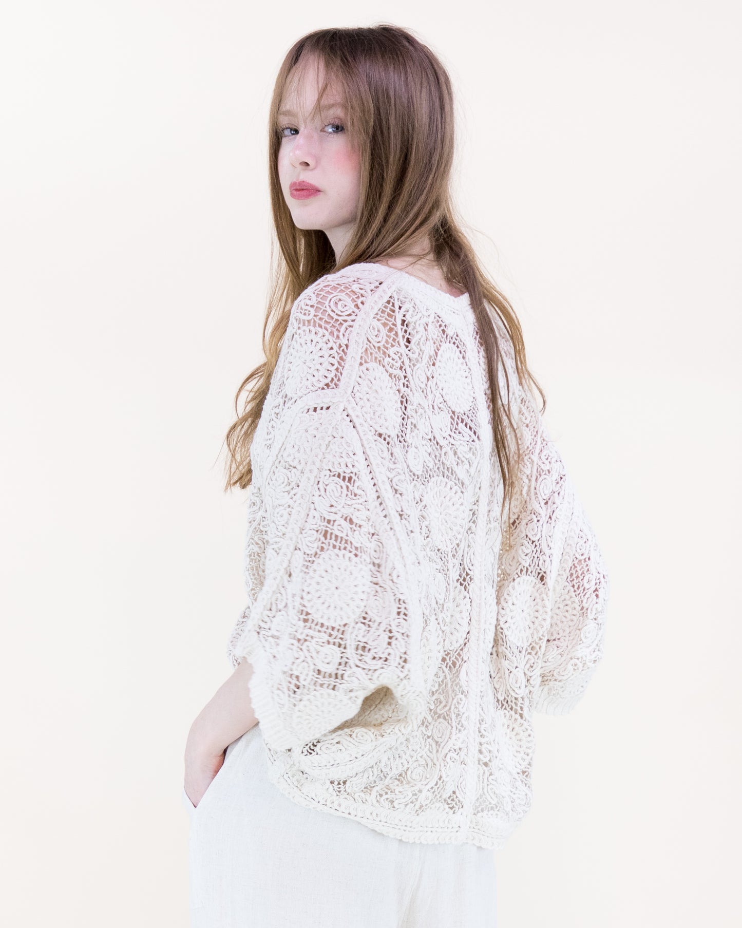 Dandelion Garden Crochet Lace Bat Wing Cardigan