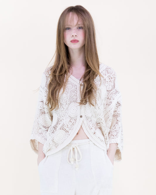 Dandelion Garden Crochet Lace Bat Wing Cardigan