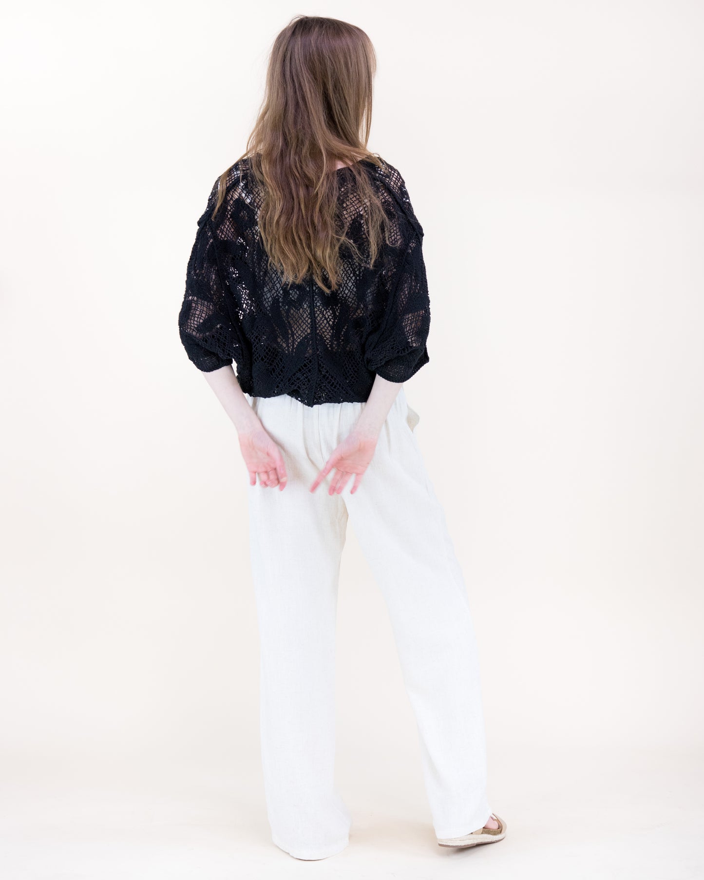 Daffodil Garden Crochet Sequin Bat Wing Cardigan