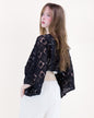 Sunburst Tile Front Tie Kimono Sleeve Crochet Top