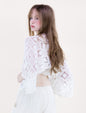 Sunburst Tile Front Tie Kimono Sleeve Crochet Top