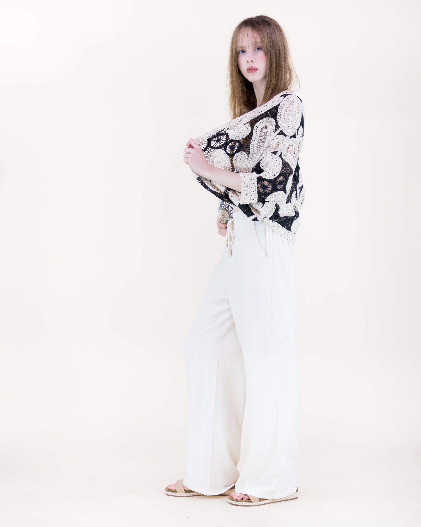 Cotton Boho Paisley Crochet Batwing Cardigan
