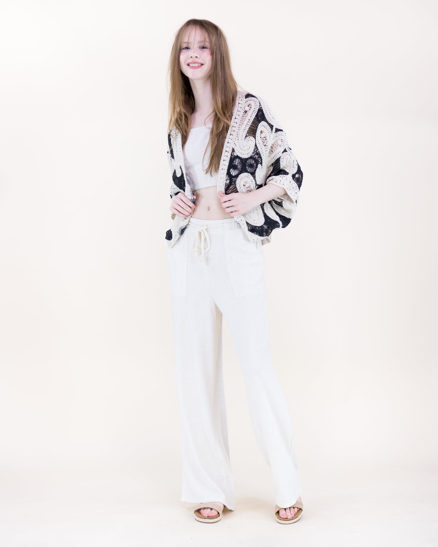 Cotton Boho Paisley Crochet Batwing Cardigan