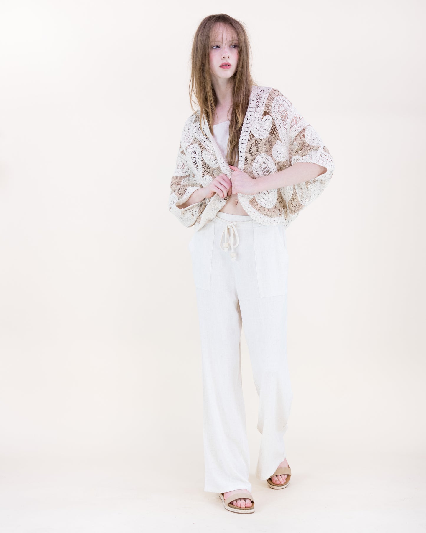 Cotton Boho Paisley Crochet Batwing Cardigan