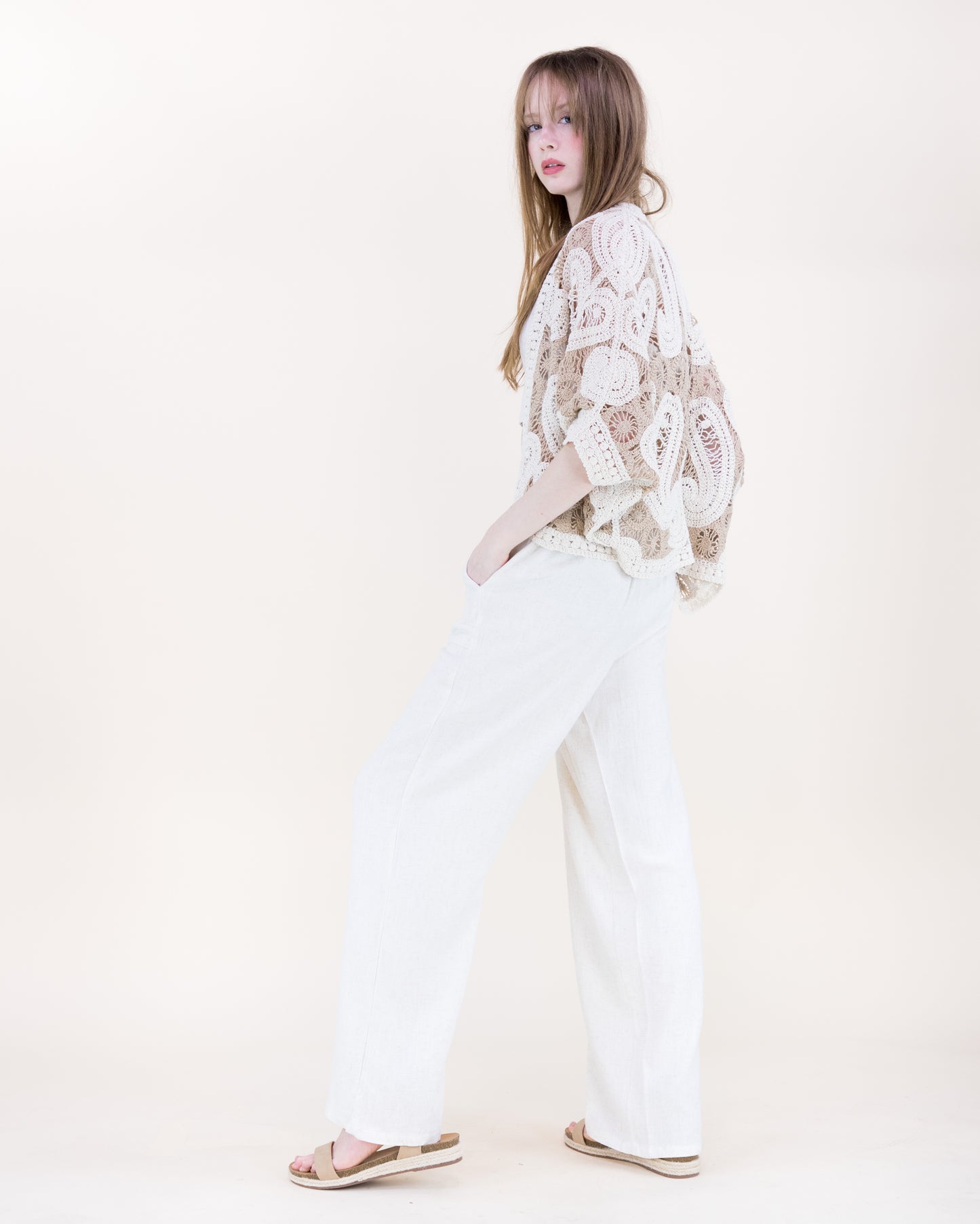 Cotton Boho Paisley Crochet Batwing Cardigan