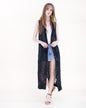 Cotton Crochet Pattern Stripes Button Front Long Vest
