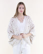 Cotton Coral Stone Crochet Open Front Bat Wing Cardigan