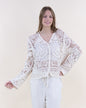 Floral Cotton Crochet Lace V-Neck Button Up Shirt