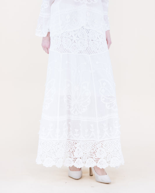 La Fleur Embroidered Lace Boho Maxi Skirt