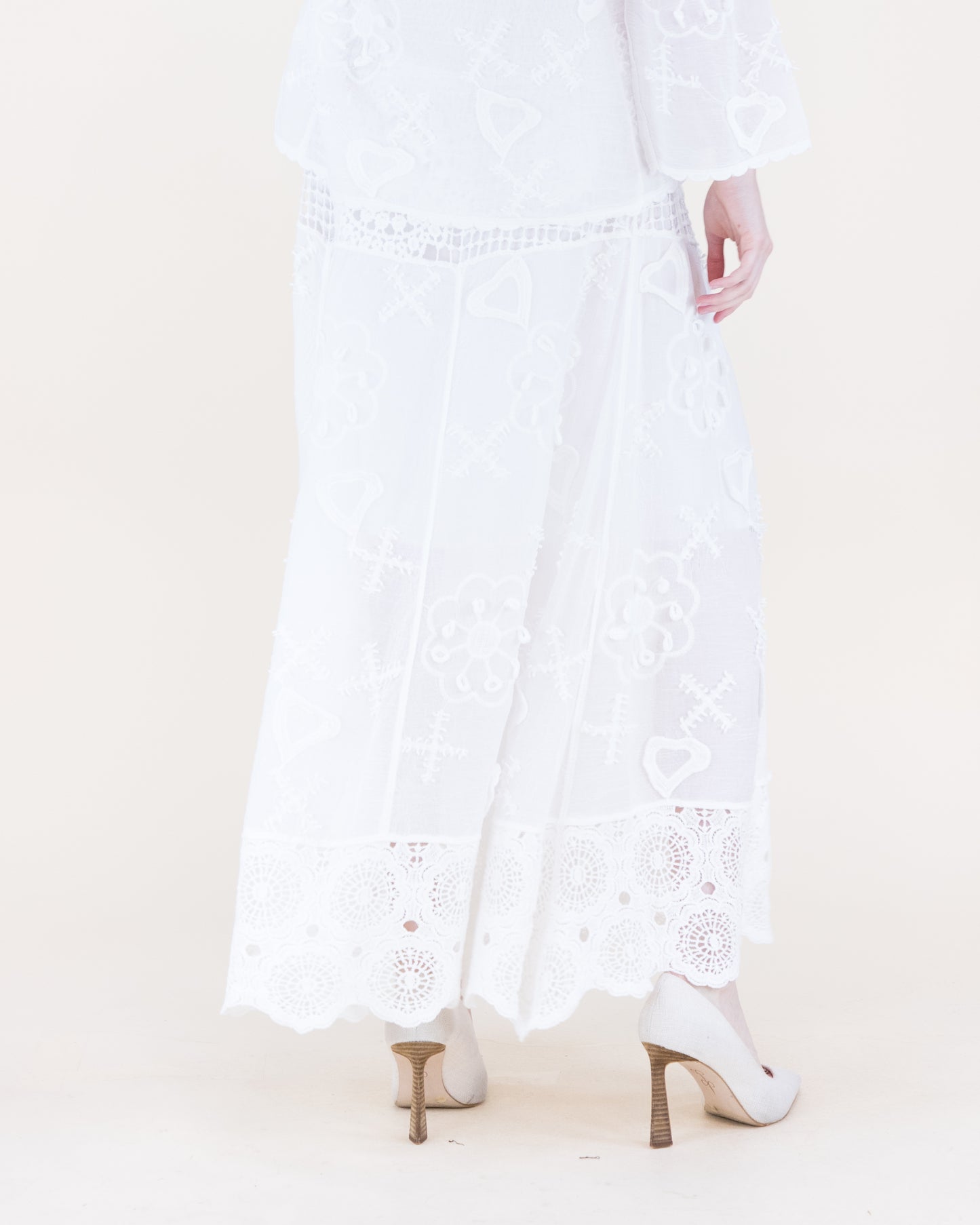 Provence Garden Embroidery Lace Boho Maxi Skirt
