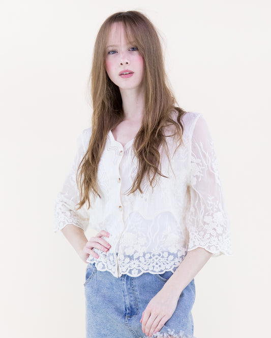Bella Bloom Sheer Lace Blouse