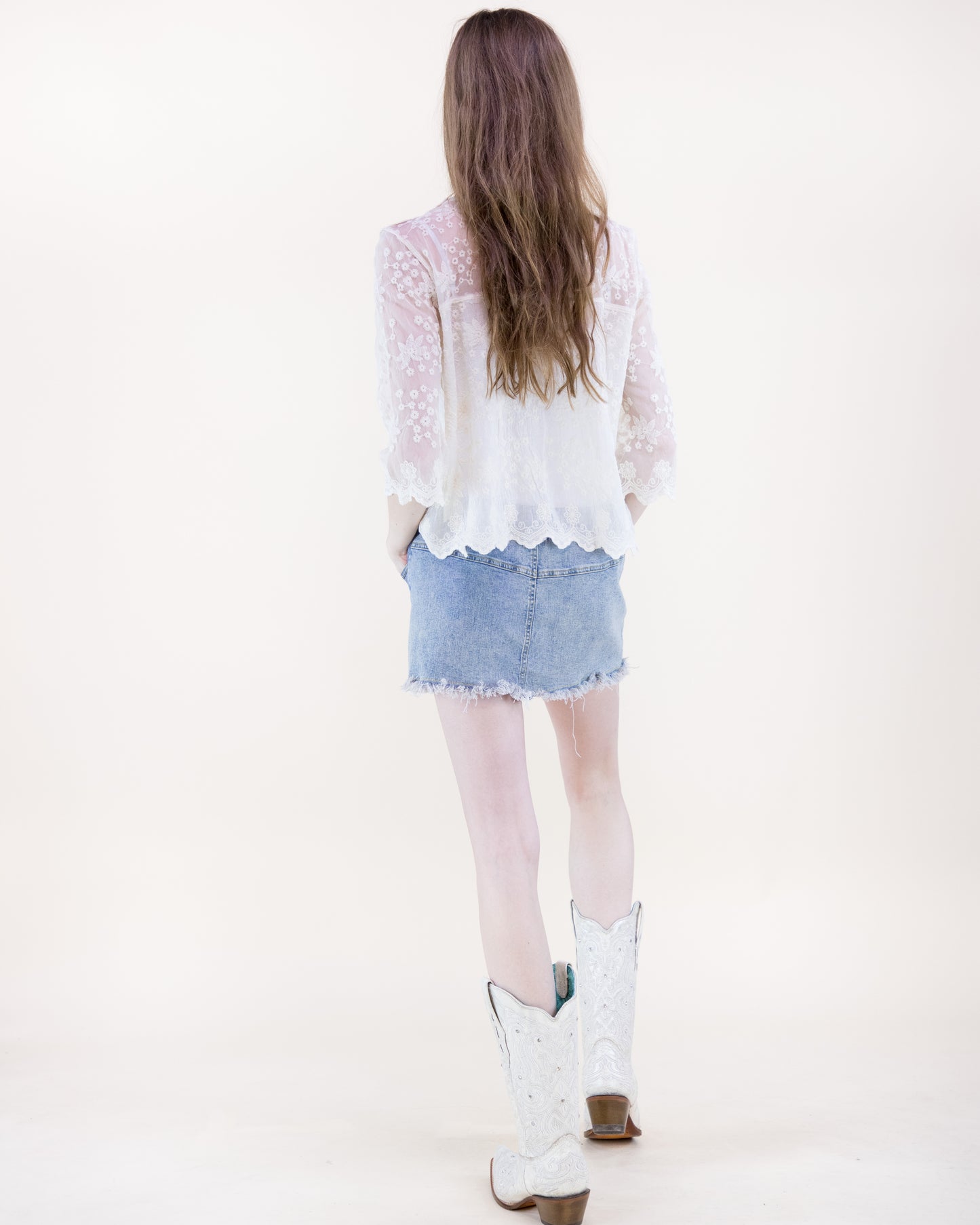 Riviera Bloom Sheer Lace Blouse