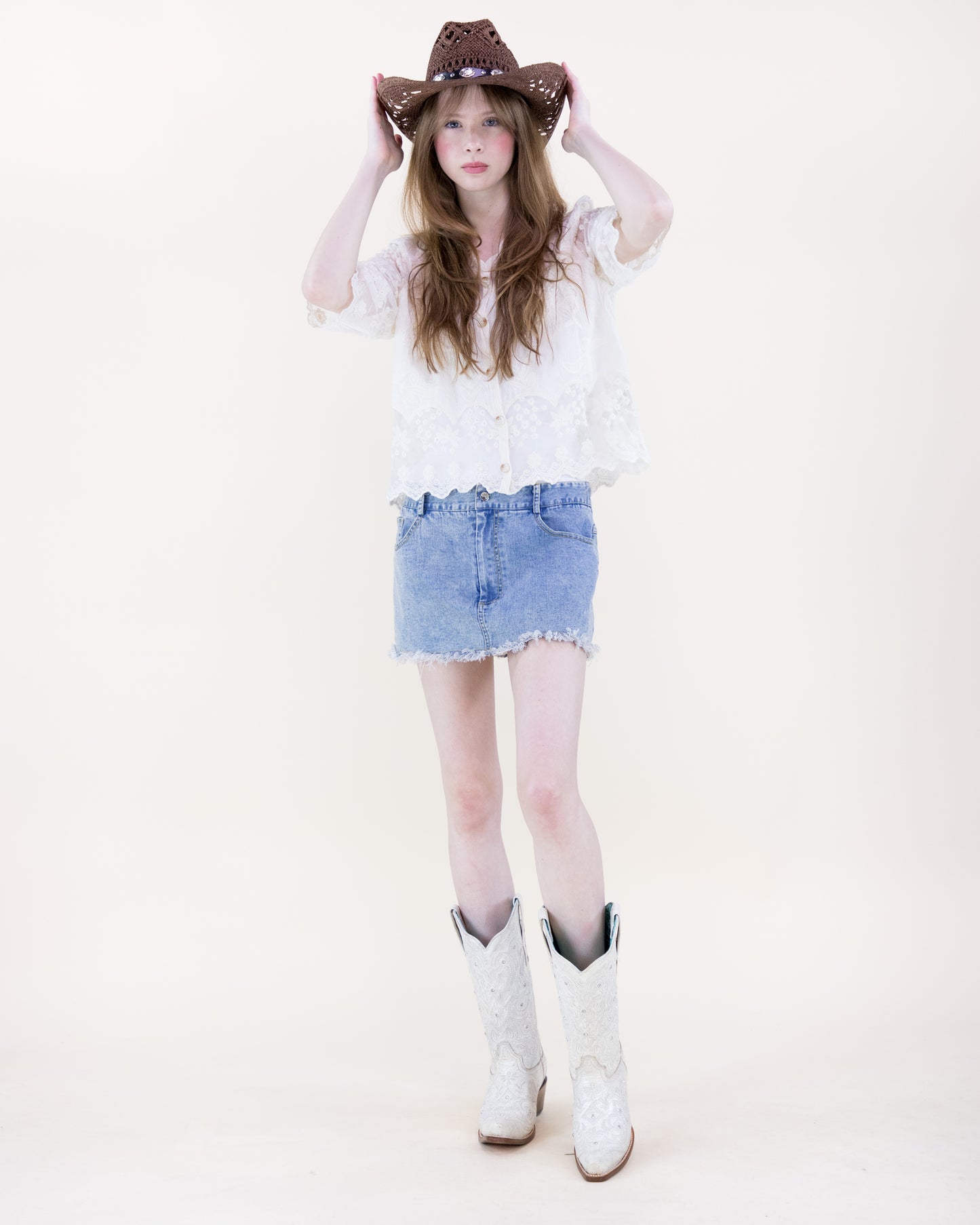 Riviera Bloom Sheer Lace Blouse