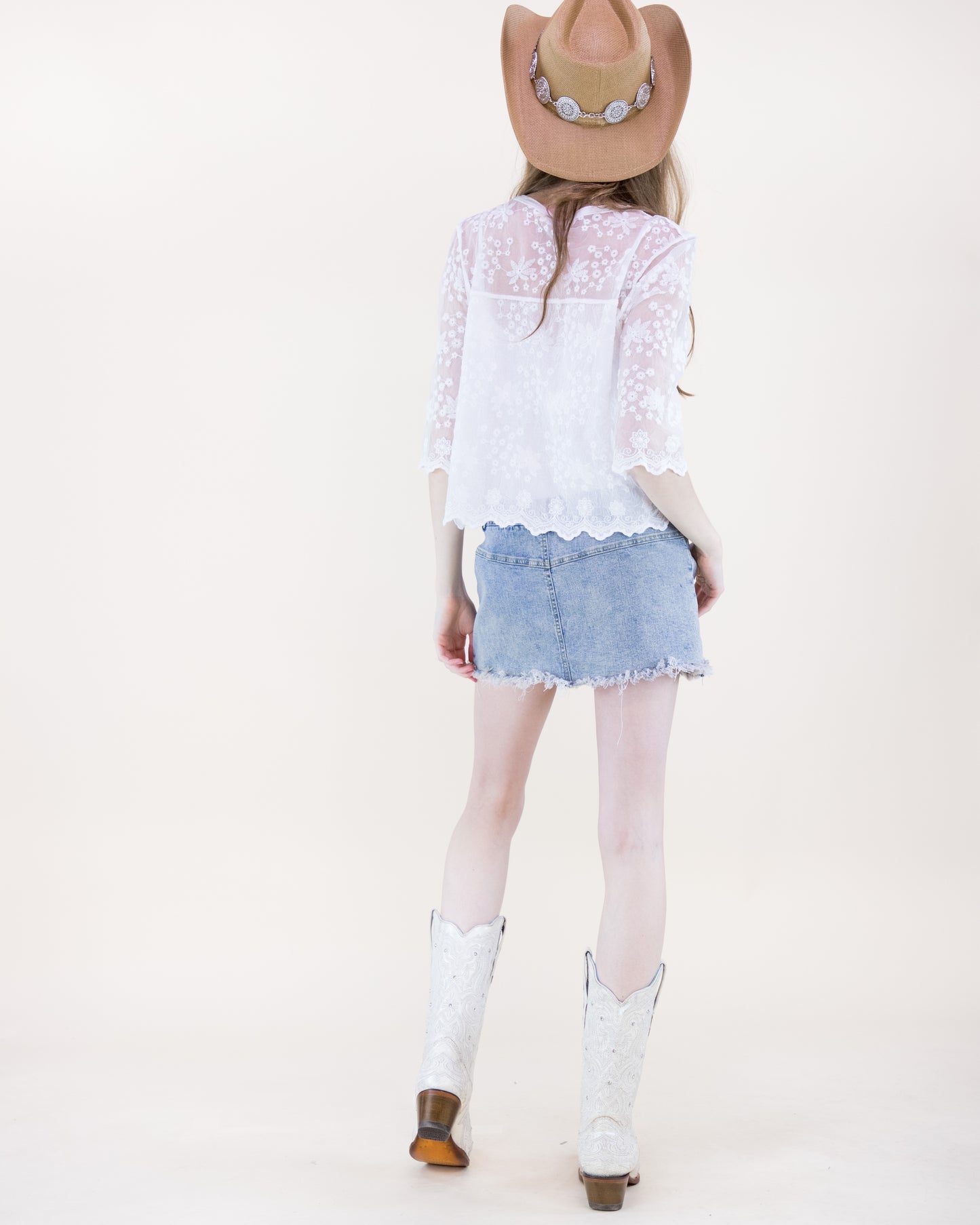 Riviera Bloom Sheer Lace Blouse