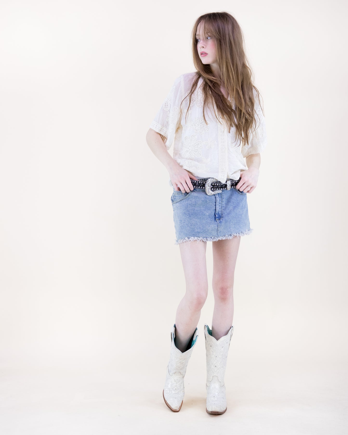 Garden Party Bead Embroidered Short Sleeve Shirt