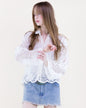Belle Blossom Sequin Lacework Sheer Long Sleeve Shirt