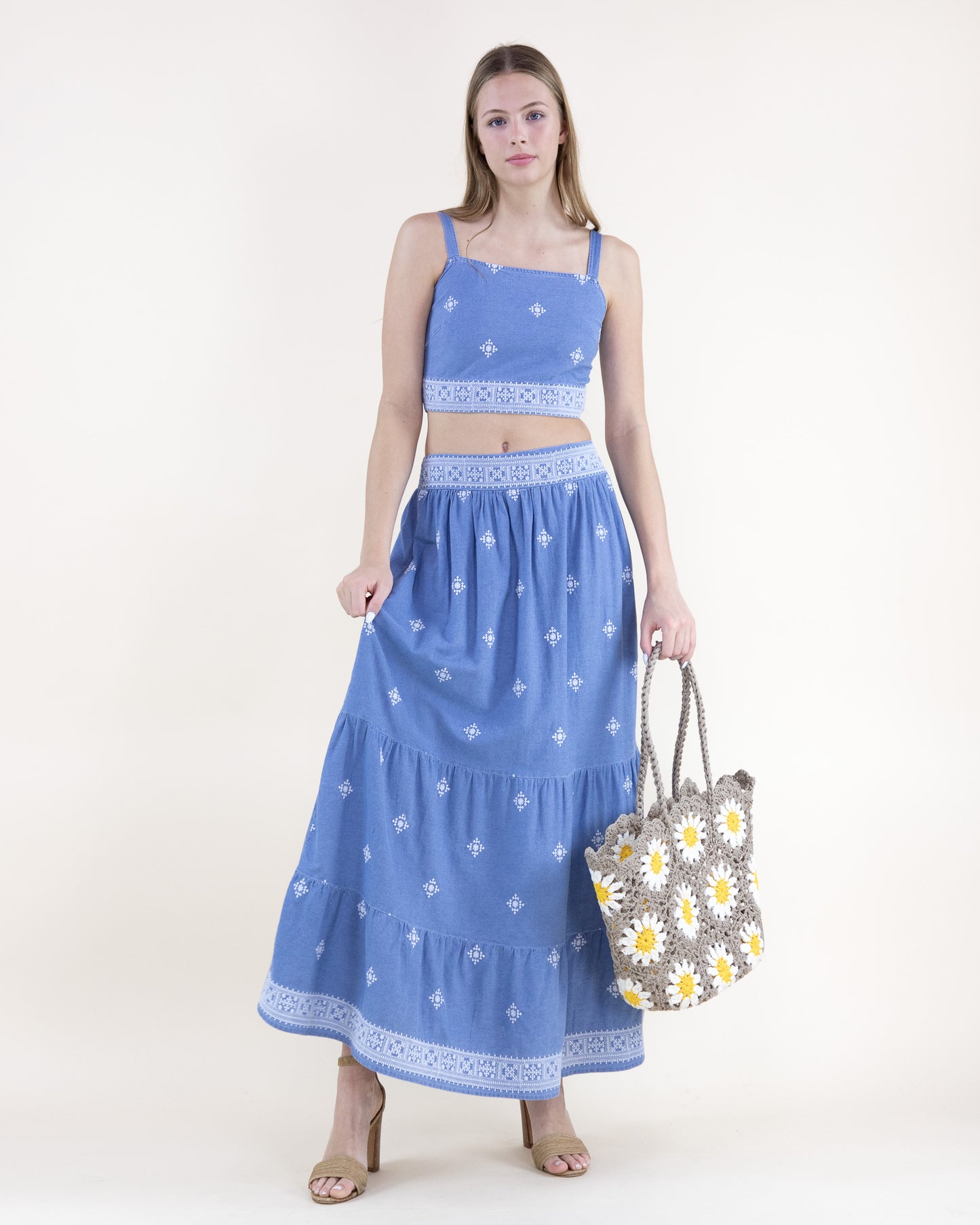 Hand Knitted Crochet Daisy Tote Bag