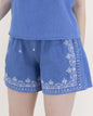Chambray & Lace Drawstring High Waisted Shorts