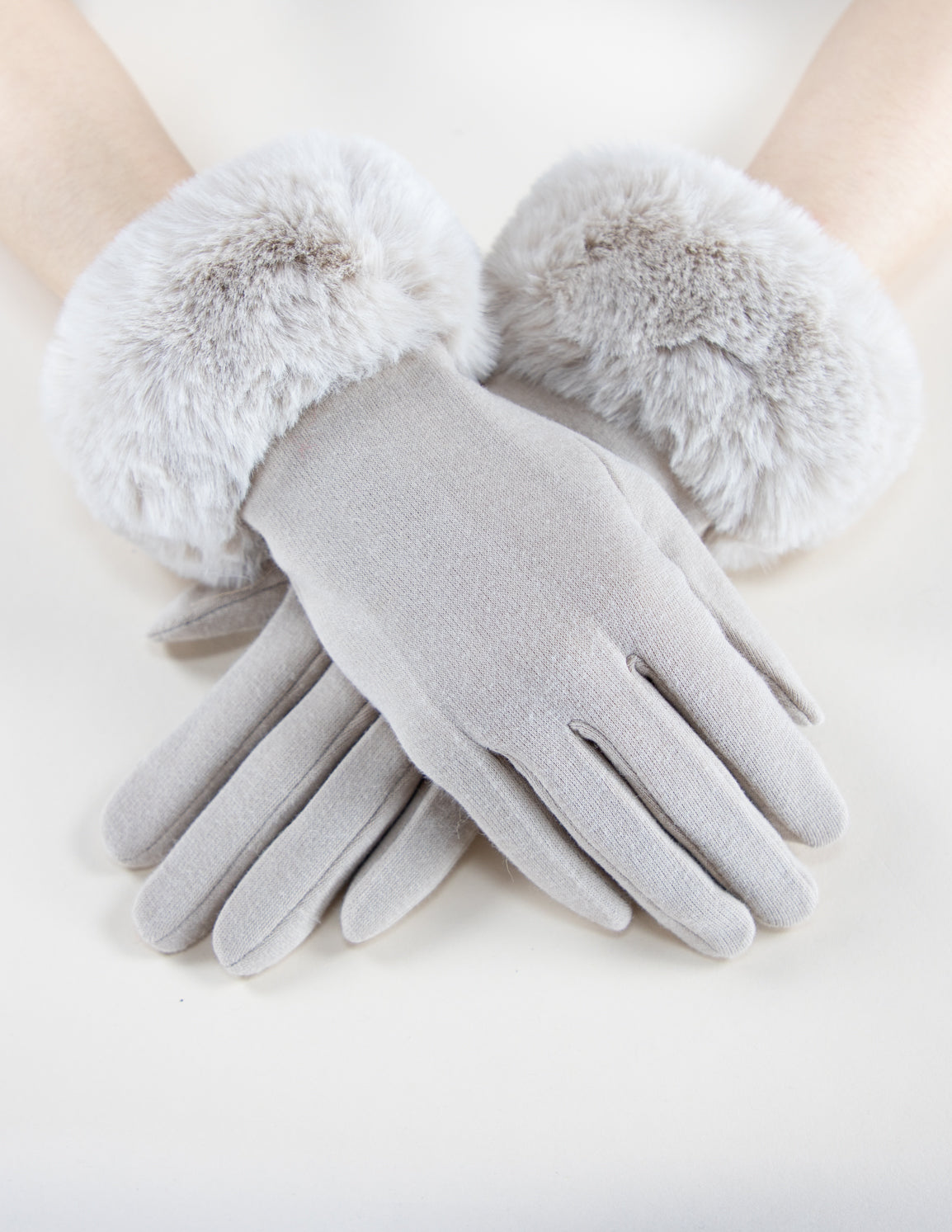 Faux Fur Cuff Touchscreen Gloves