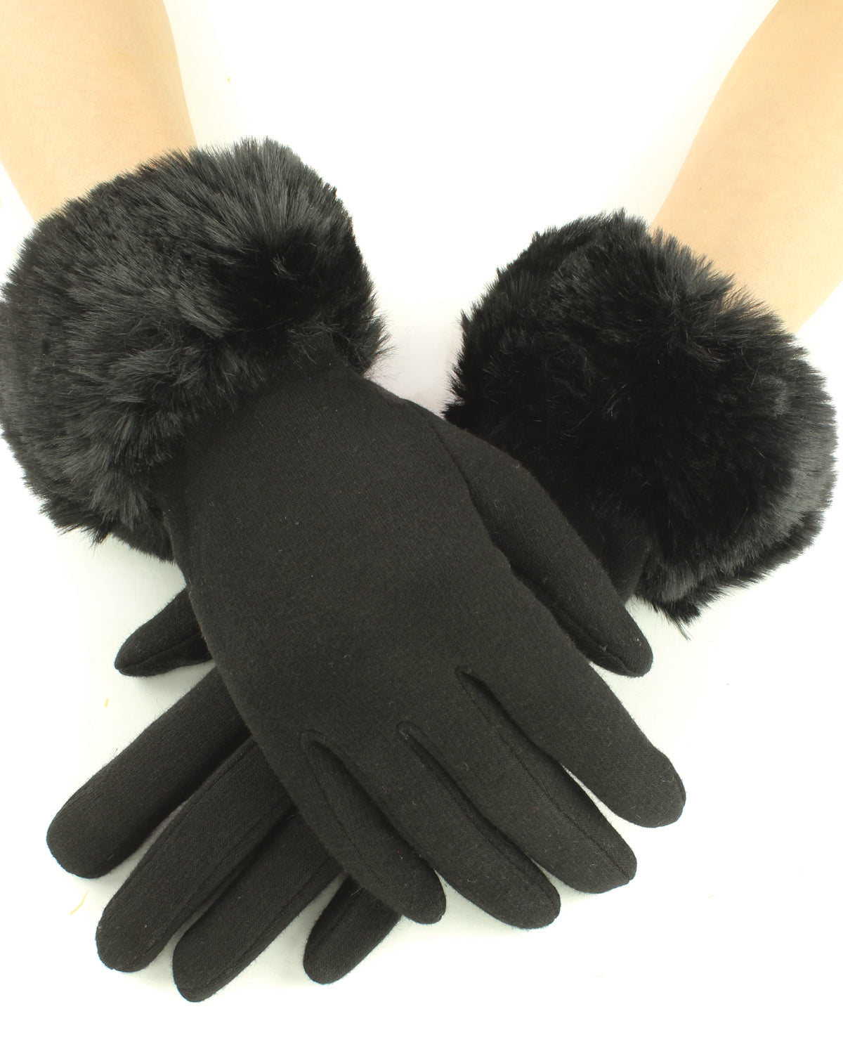 Faux Fur Cuff Touchscreen Gloves