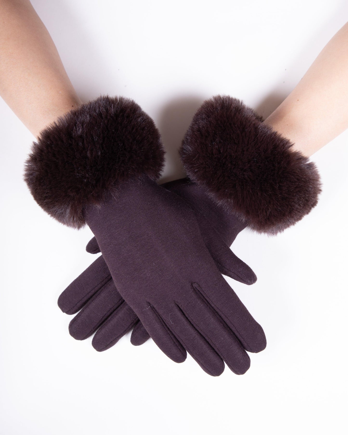 Faux Fur Cuff Touchscreen Gloves