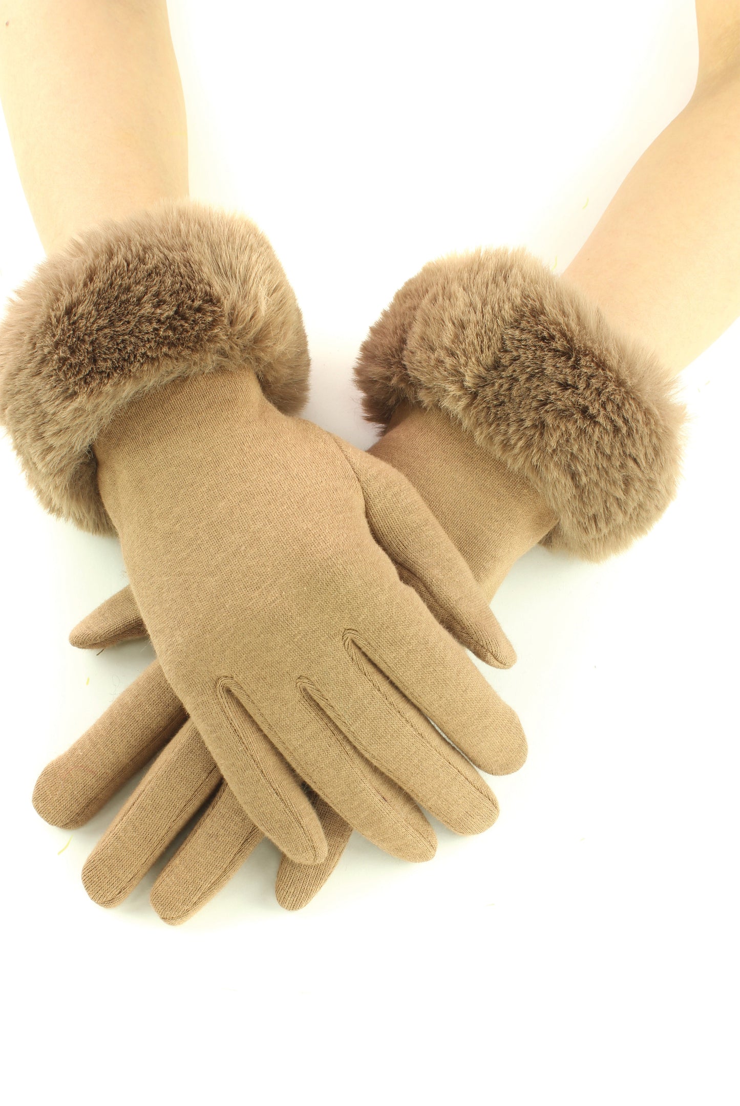 Faux Fur Cuff Touchscreen Gloves